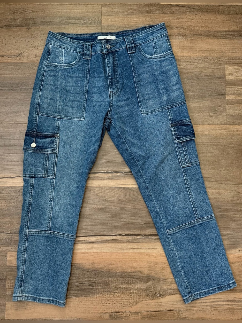 KanCan Cropped High Rise Slim Straight Cargo Jeans Size 13 // 30